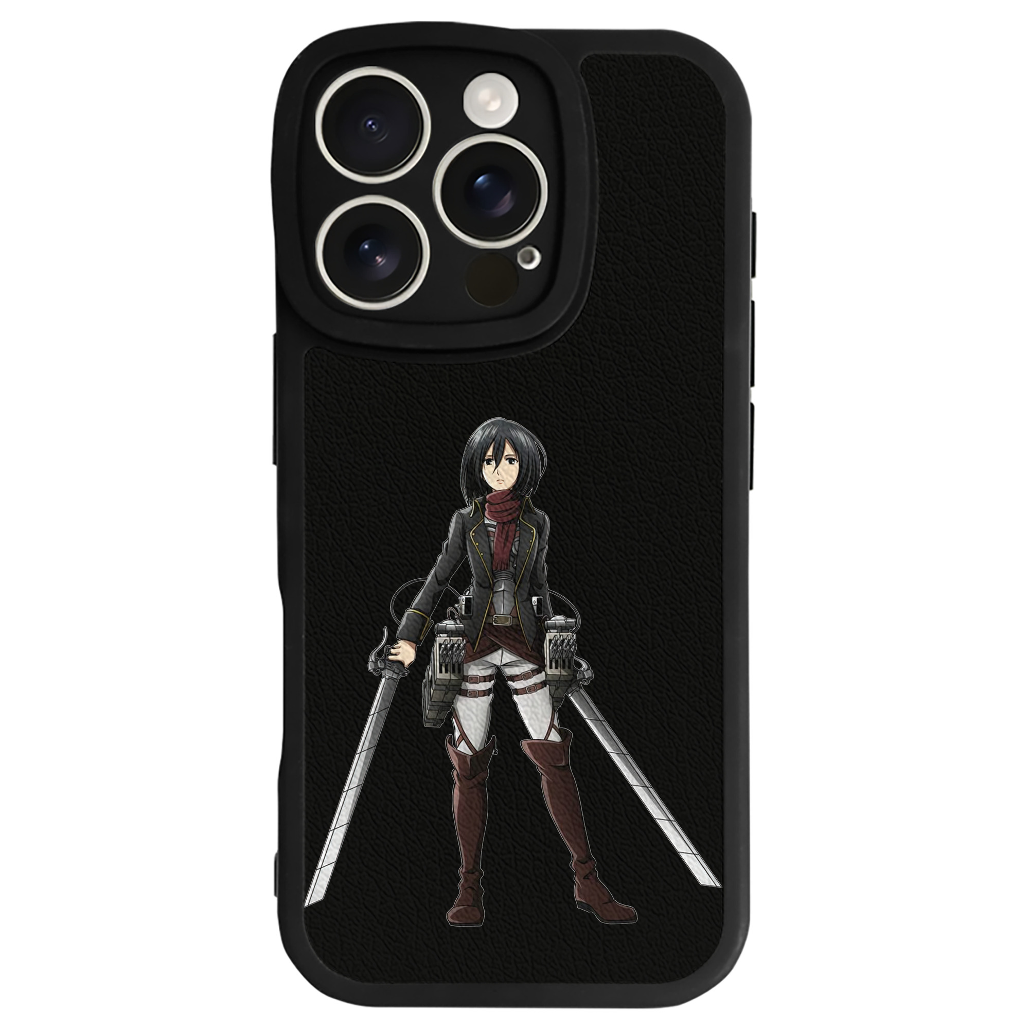 （画像用） 進撃の巨人 ミカサ·アッカーマン Attack on Titan Mikasa Ackerman 【iPhone 16シリーズ対応】シリコンスマホケース（レザー調） 材質：シリコン